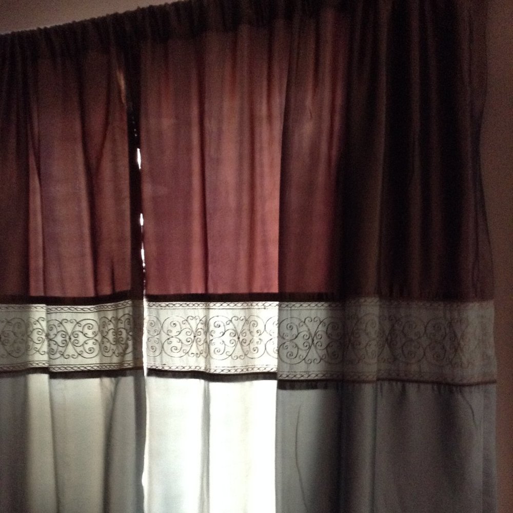 Green and brown accent curtains